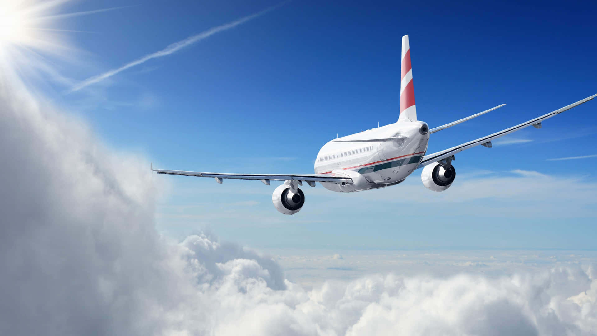 A Stunning 4k Ultra Hd Image Capturing The Beauty Of A Jet Plane Taking A High-altitude Flight. Background