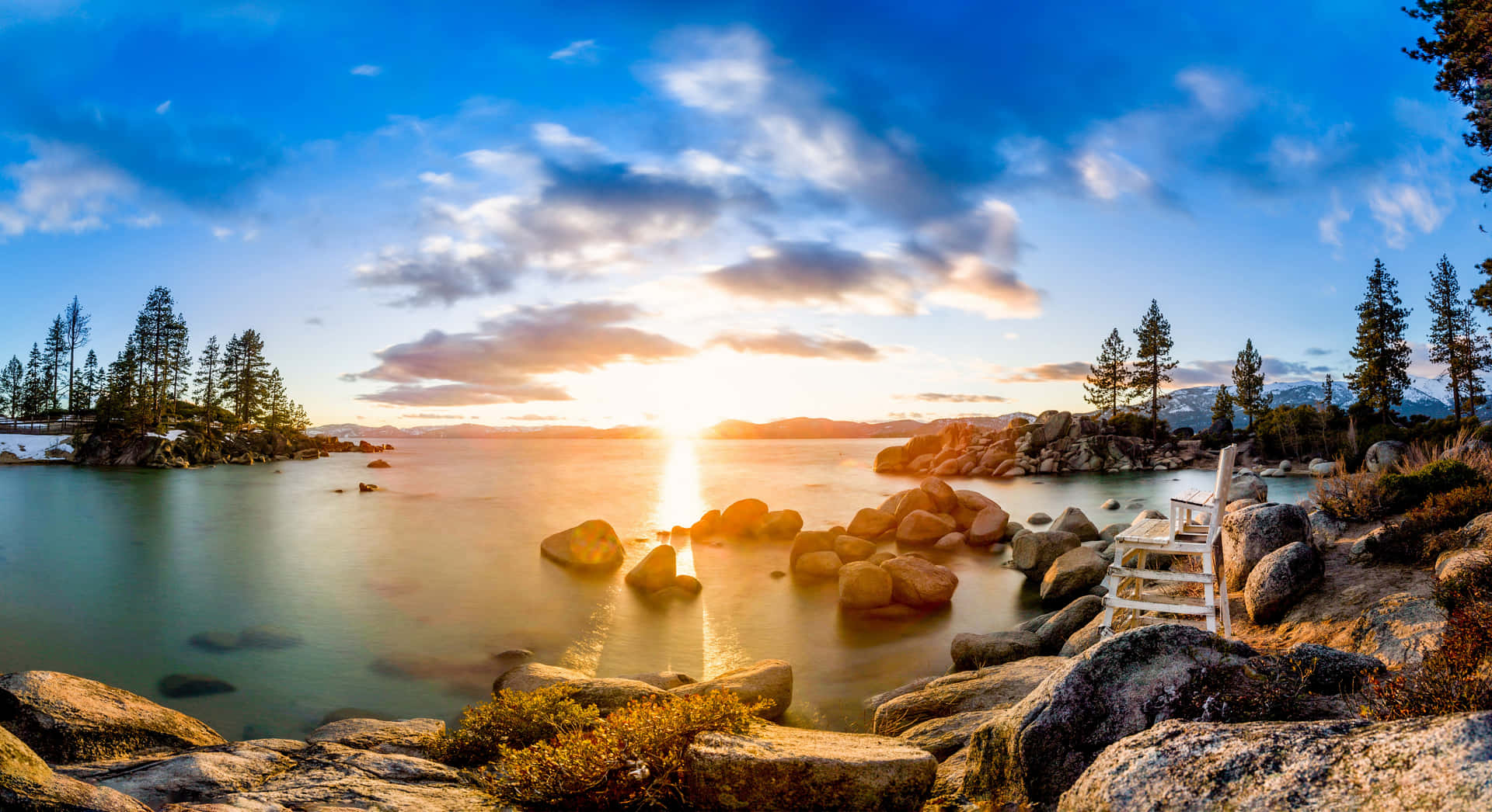A Stunning Aerial View Of Lake Tahoe In California, Usa. Background