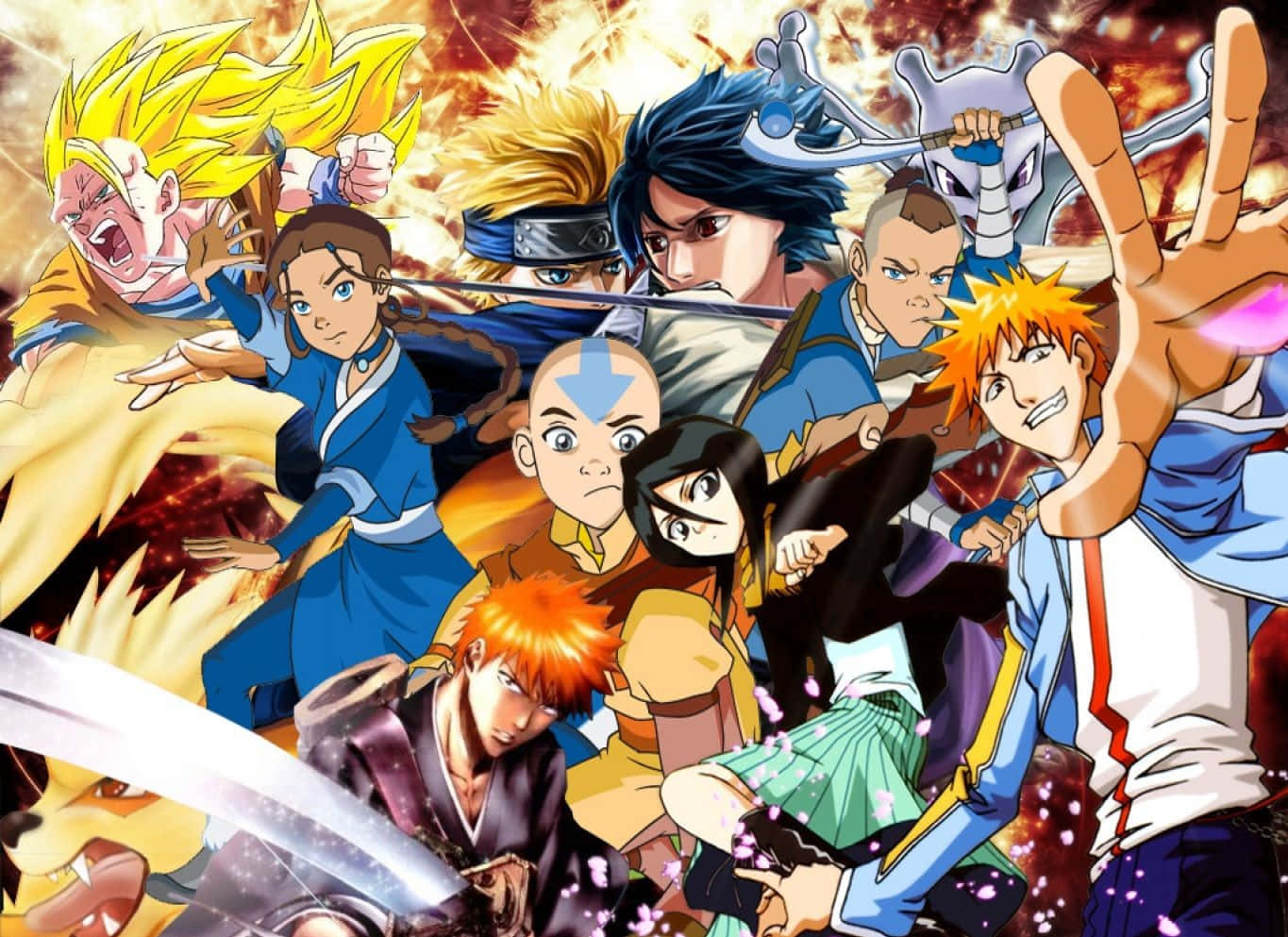 A Stunning Anime Collage Of Popular Characters Background