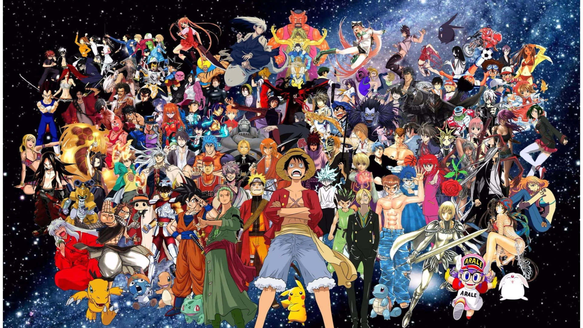 A Stunning Anime Collage With Various Anime Characters Background