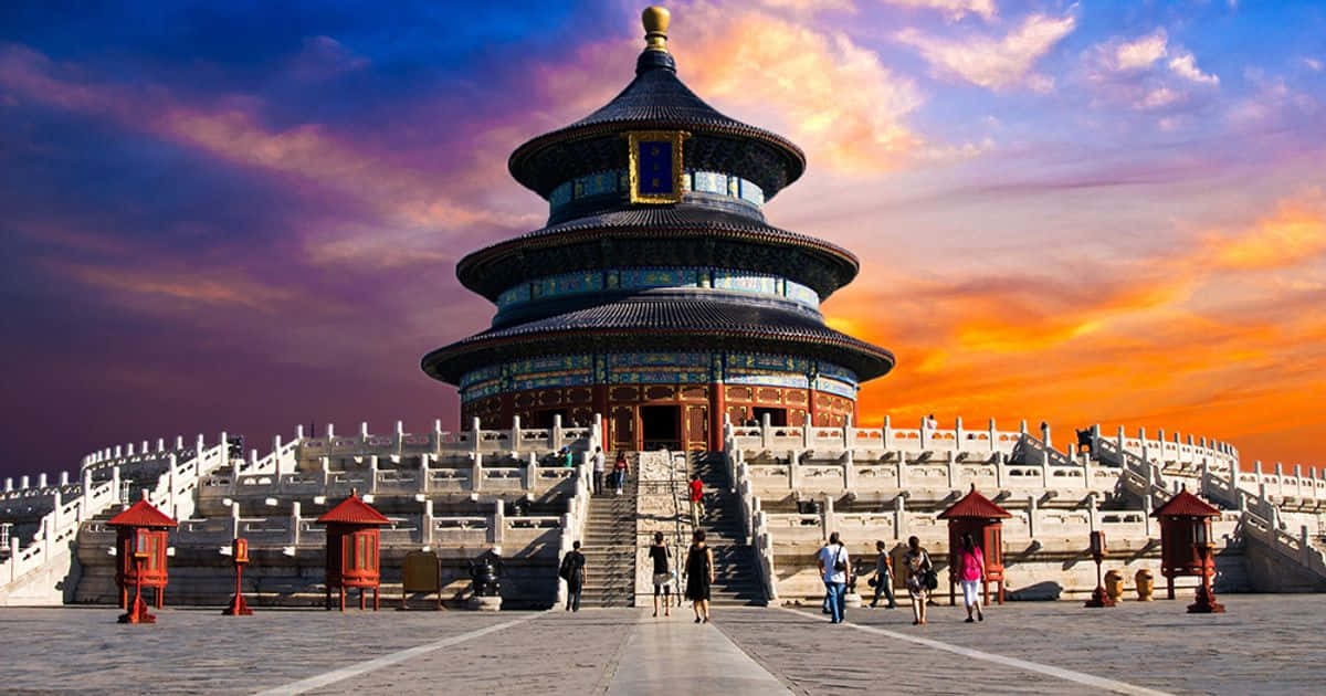 A Stunning Colorful Sky Above The Temple Of Heaven