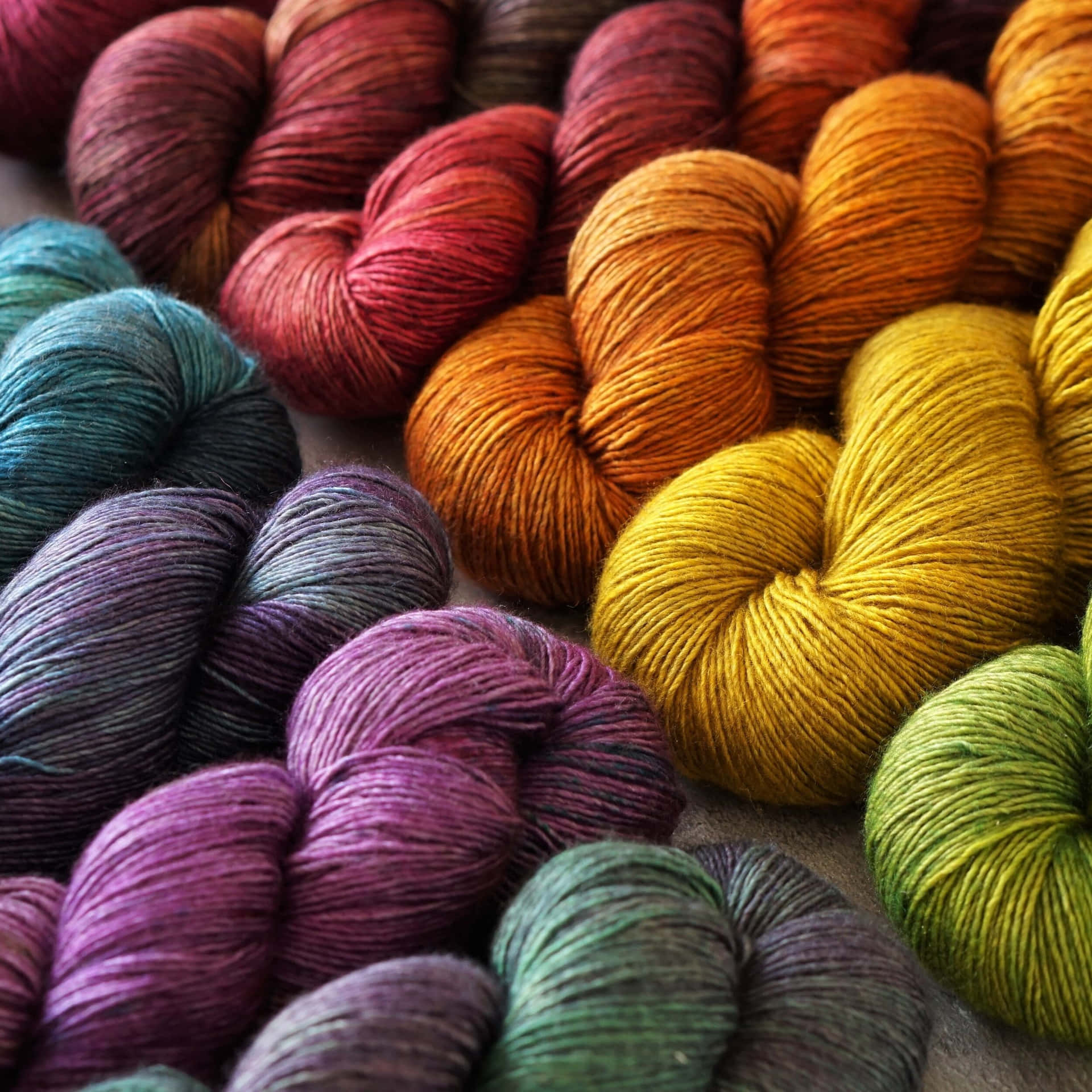 A Stunning Display Of Multicolor Knitting Yarns