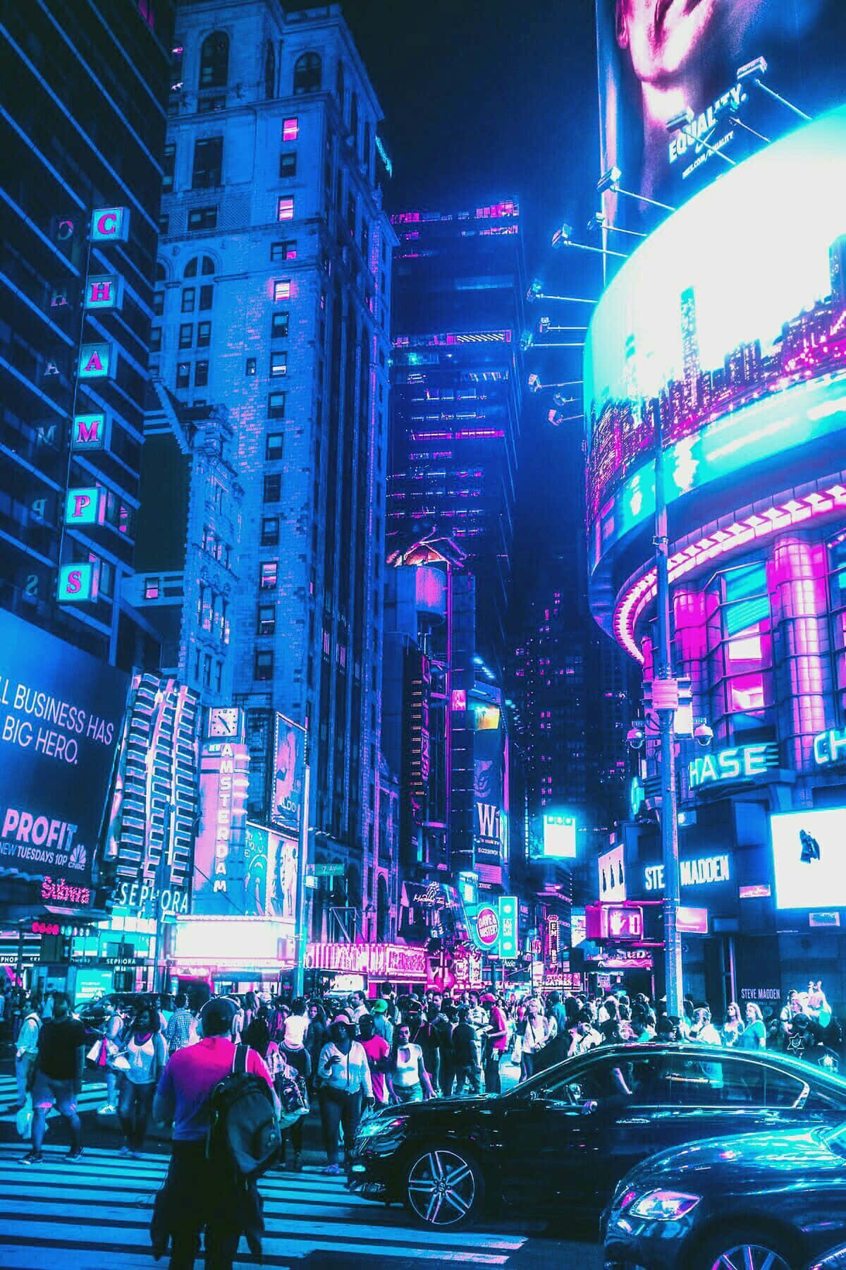A Stunning Neon Cityscape At Night Background