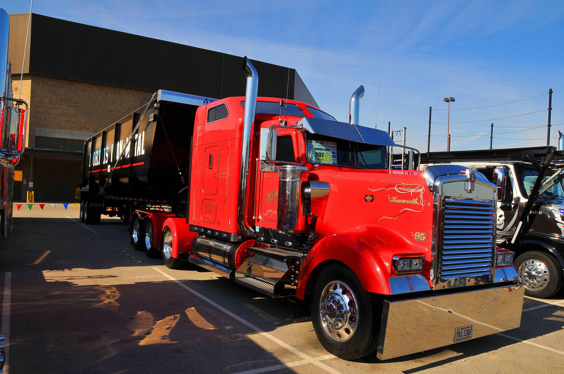 A Stunning Red Kenworth Truck Background