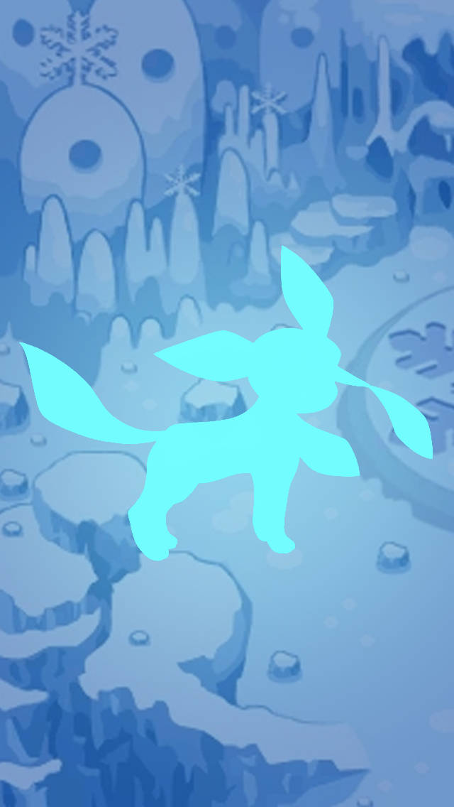 A Stunning Silhouette Of Glaceon Sitting Atop An Icy Hill Background