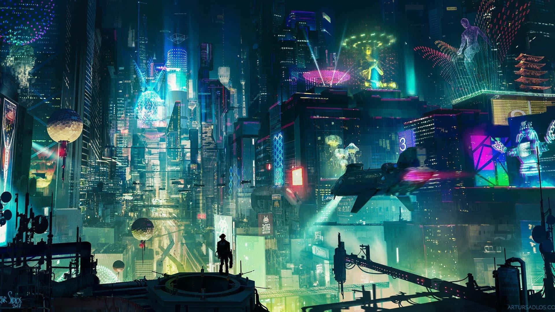A Stunning Vision Of A Cyberpunk Night City Background