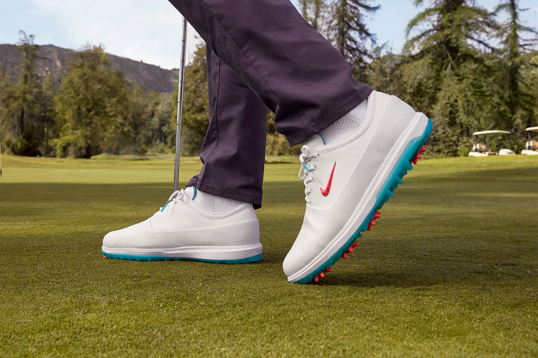 A Stylish Pair Of Nike Shoes On A Golf Course