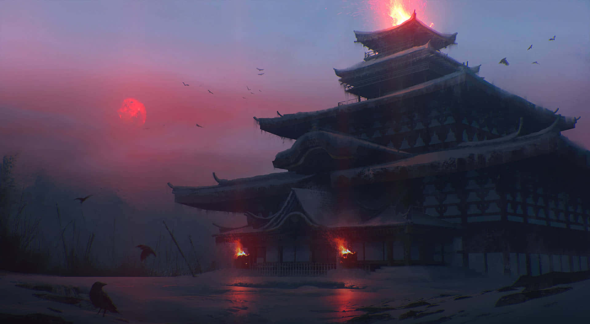 A Subdued Japanese Aesthetic Desktop Scene. Background