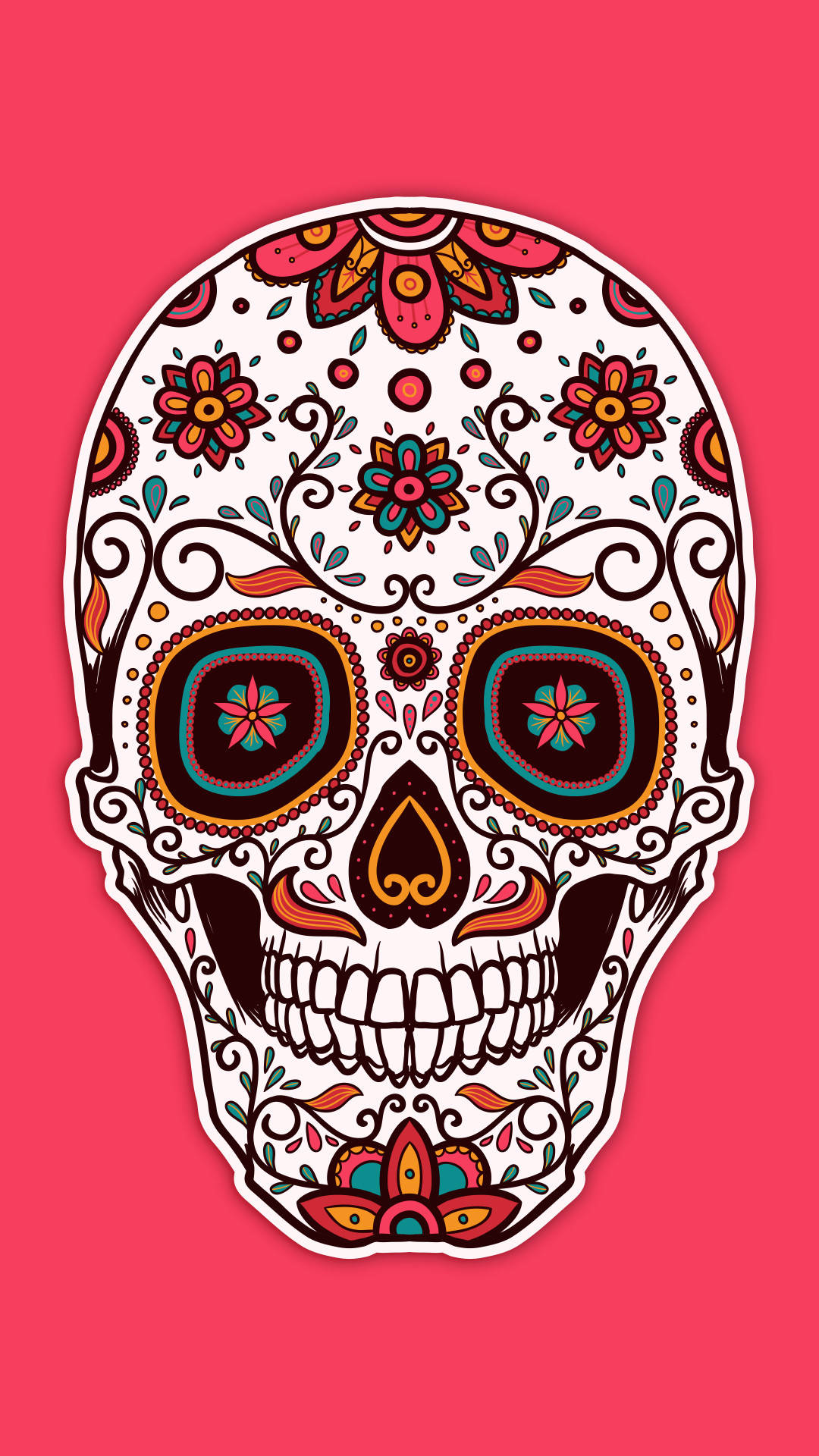 A Sugar Skull On A Pink Background Background