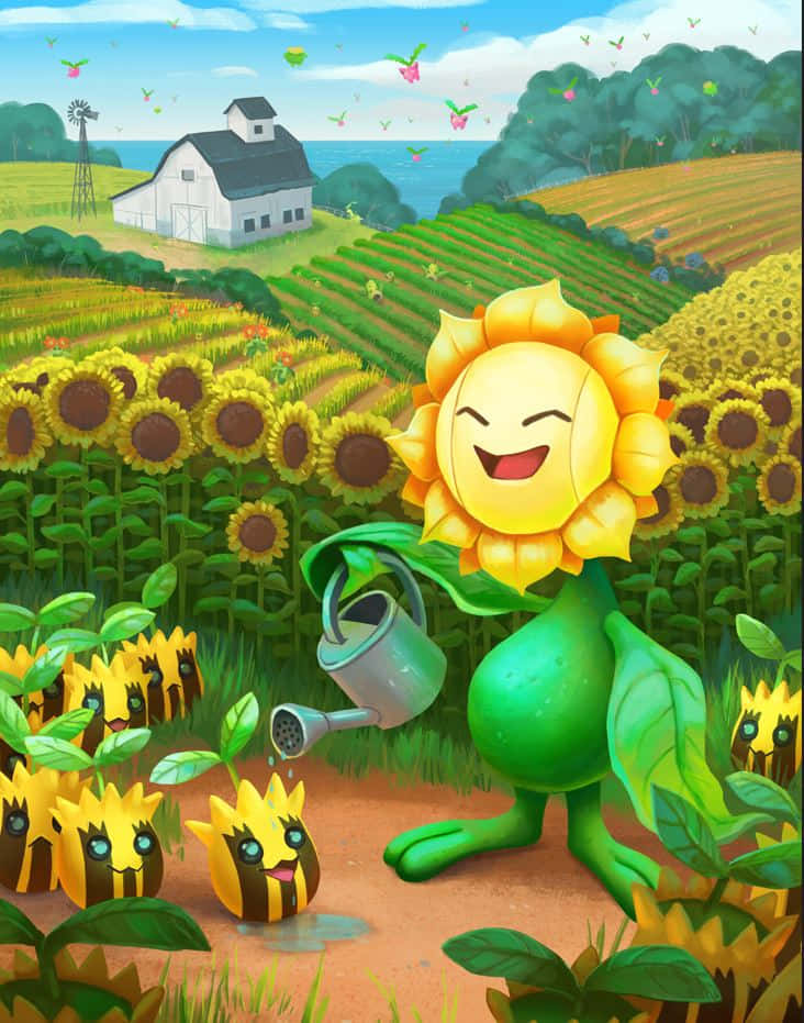 A Sunflora Waters A Sunkern. Background
