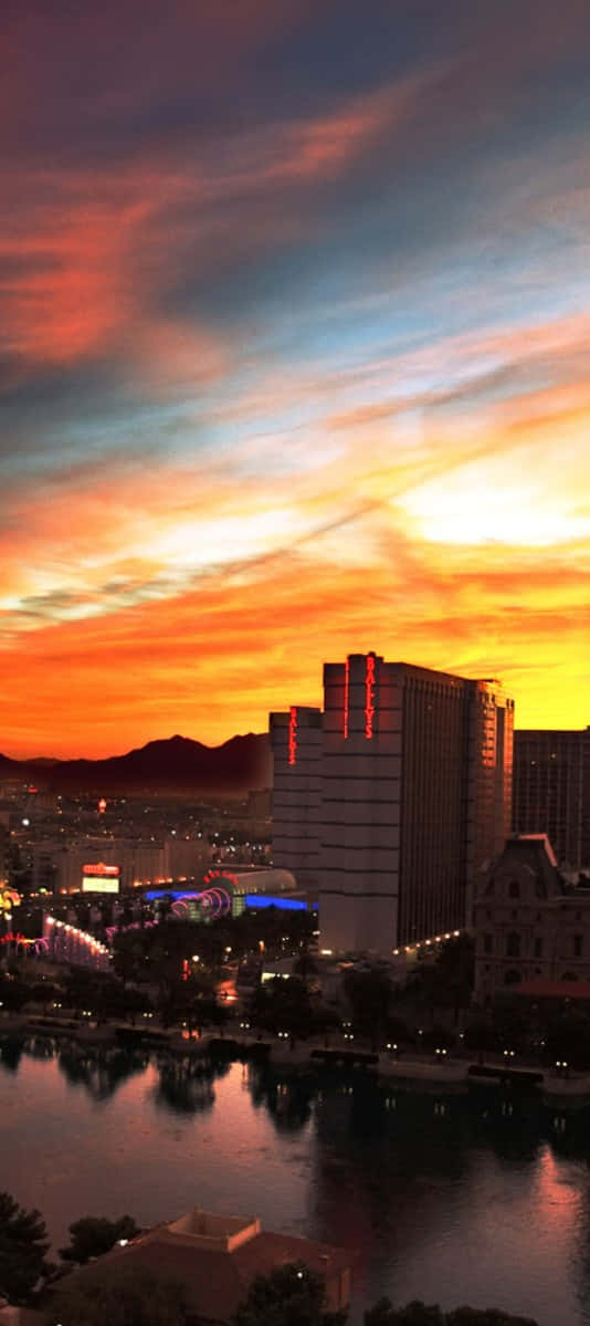 A Sunset Over A City Background