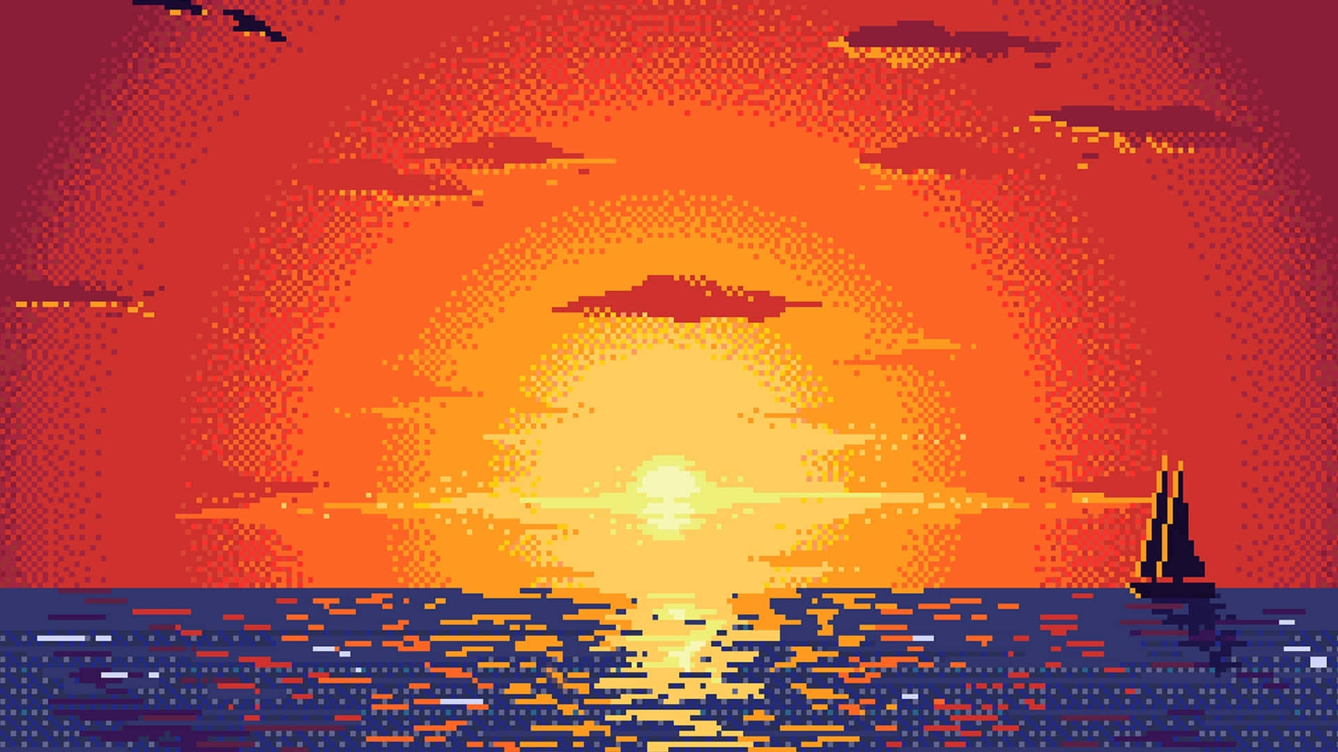 A Sunset With A Sailboat Background