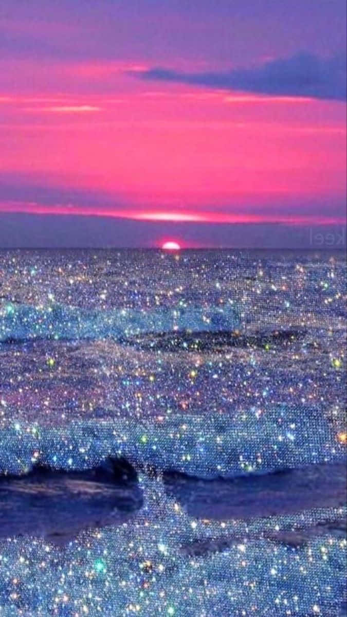 A Sunset With Glitter On The Ocean Background