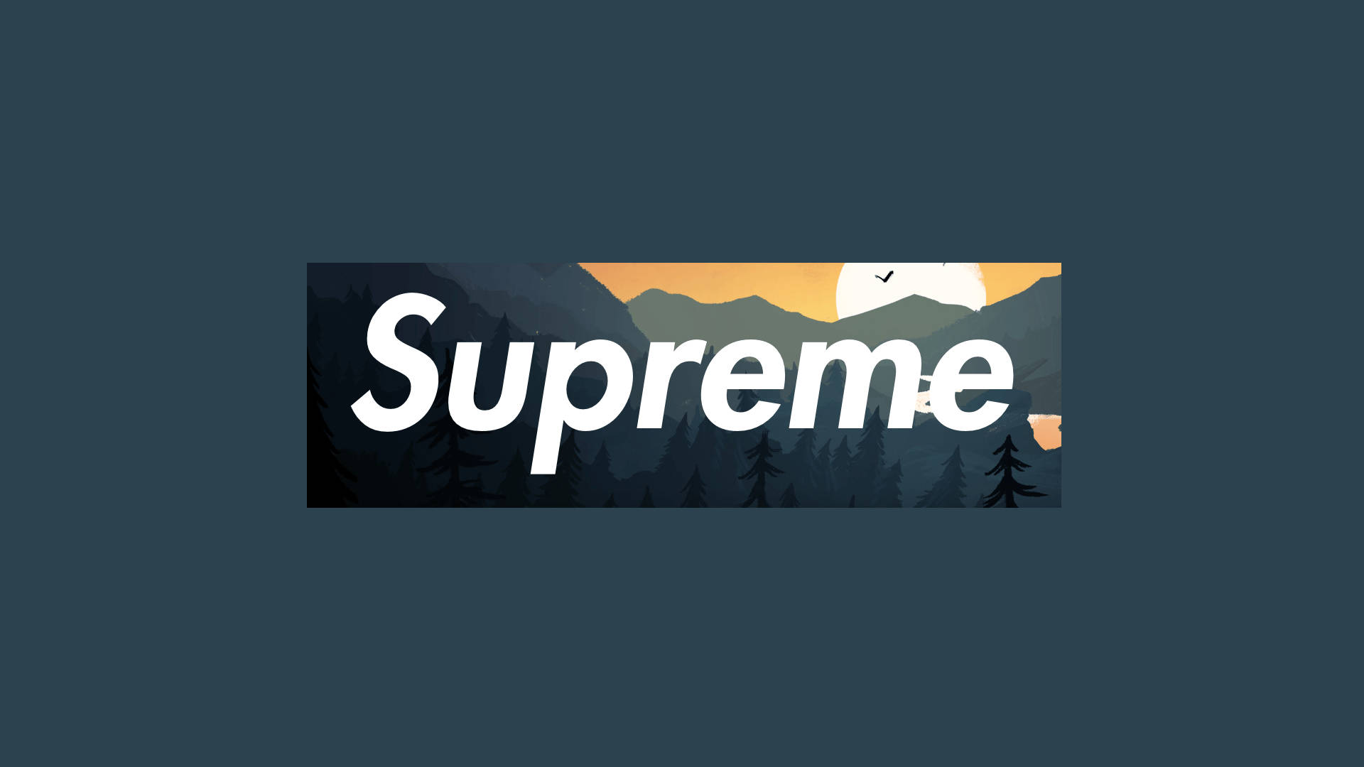 A Supreme Laptop With A Majestic Mountain Wallpaper Background