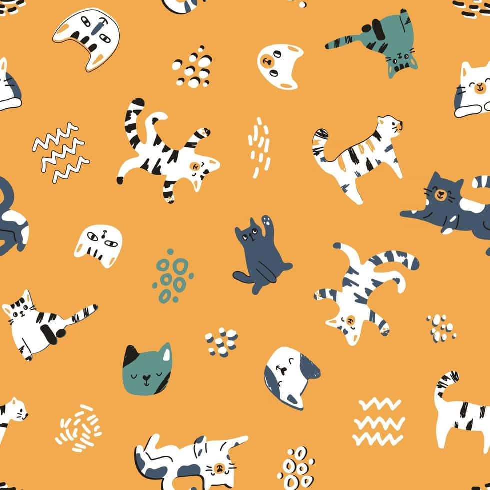 A Sweet Cat Pattern For Your Design Pleasure Background