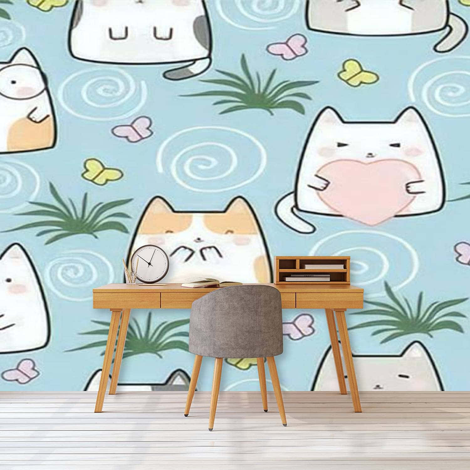 A Sweet Cat Pattern Full Of Pastels Is Perfect For Any Room. Background