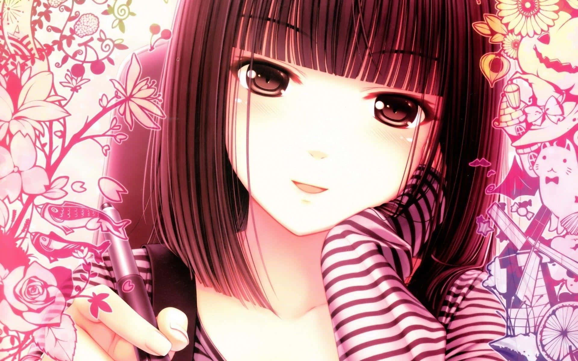 A Sweet, Kawaii Anime Girl With A Cute Smile. Background
