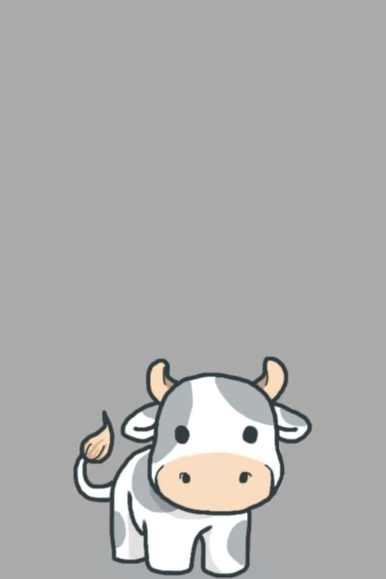 A Sweet Kawaii Cow With Big Brown Eyes Background