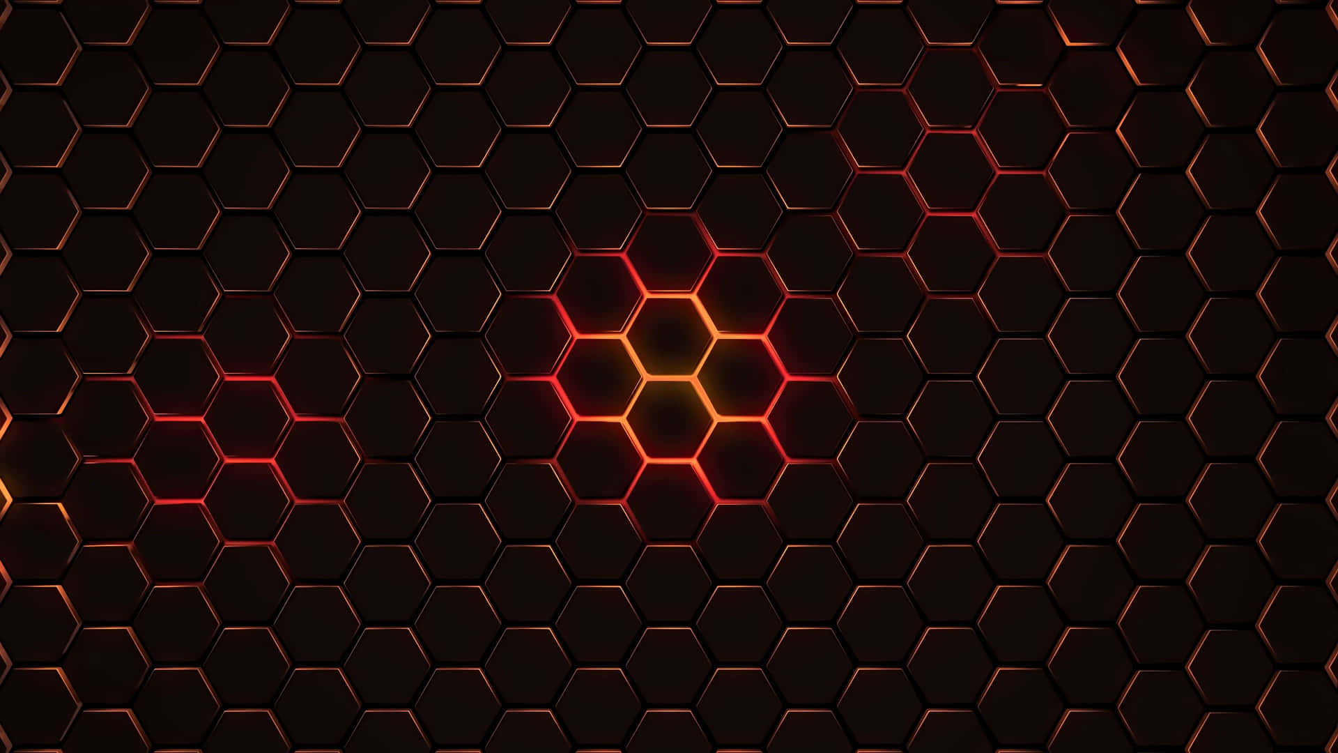 A Swirling Pattern Of Modern Orange, Blue And Yellow Hexagons Background
