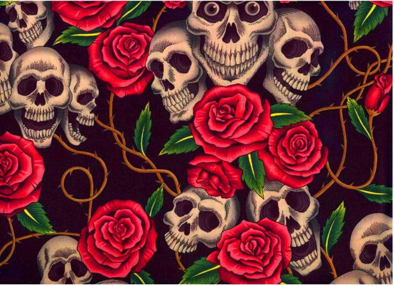 A Symbol Of Love — Skulls And Roses Background