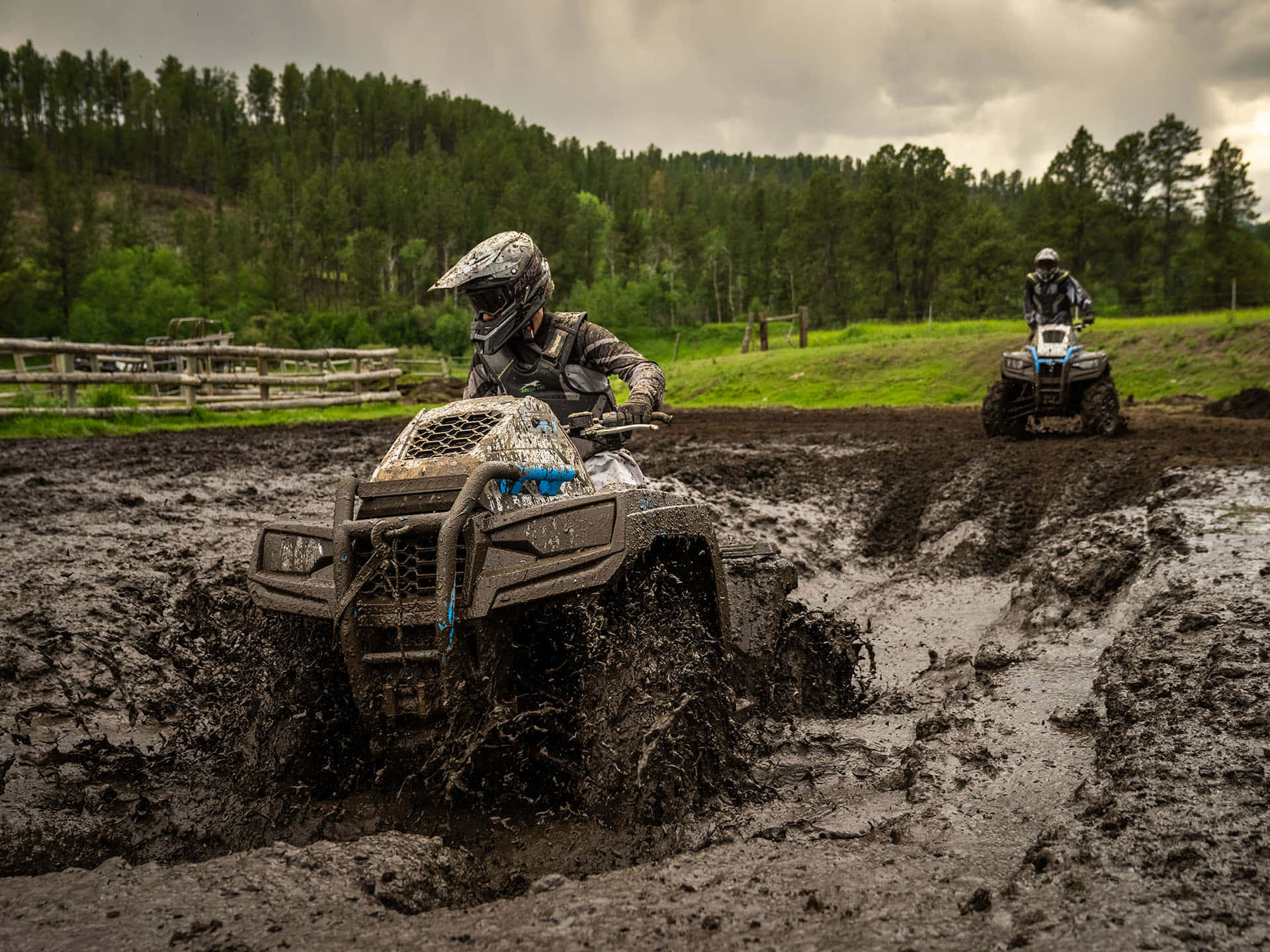 A T V Mud Racing Action Background