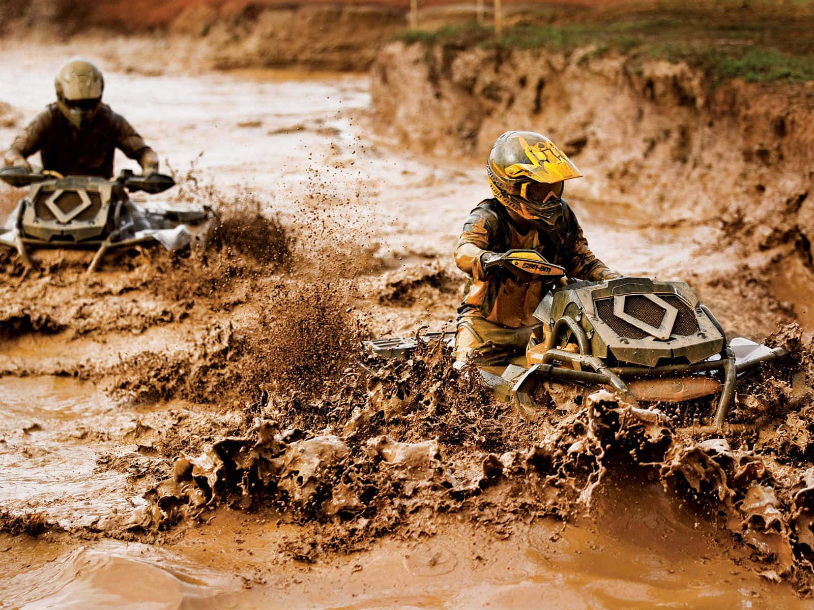 A T V Mud Racing Action Background