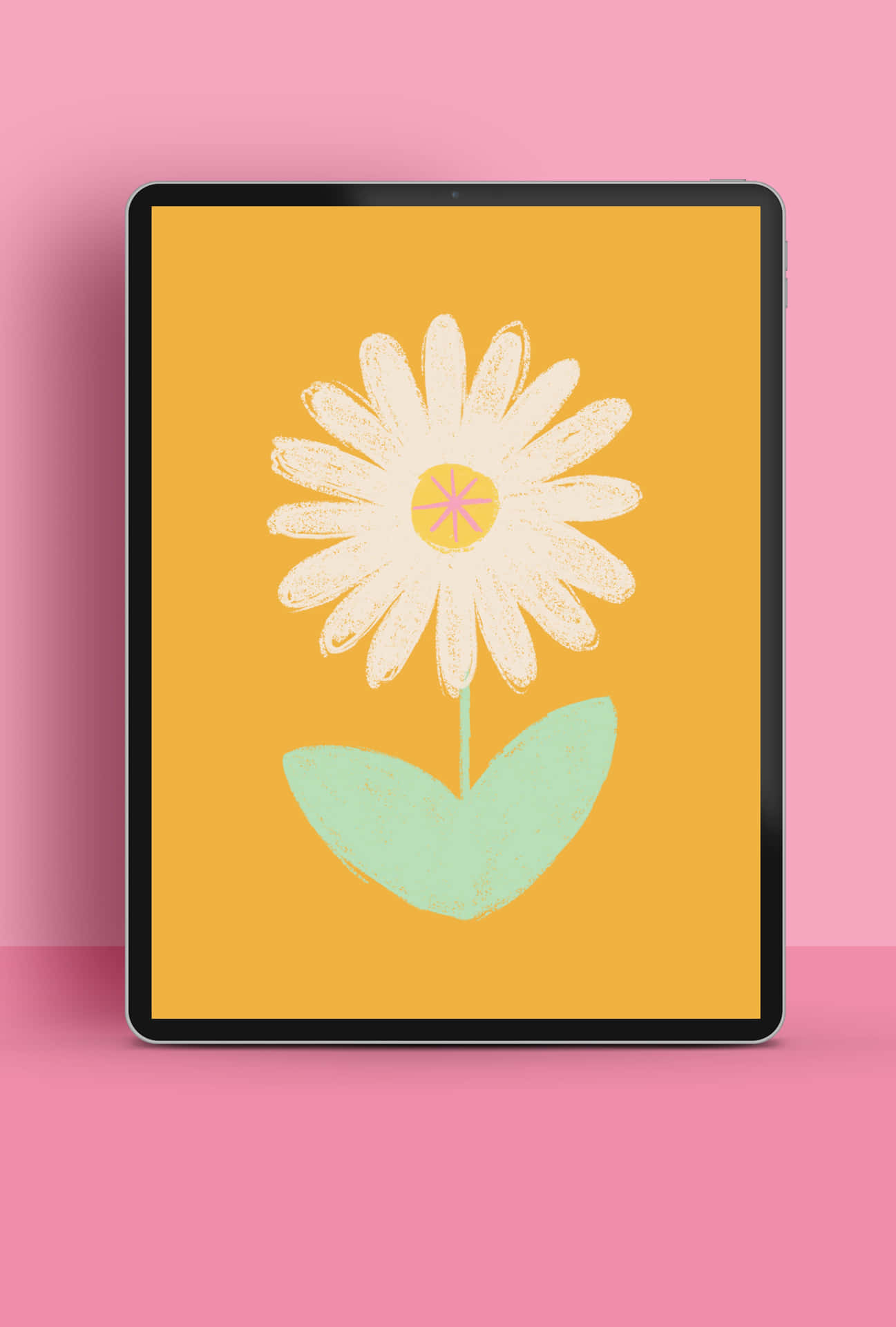 A Tablet With A Flower On It Background