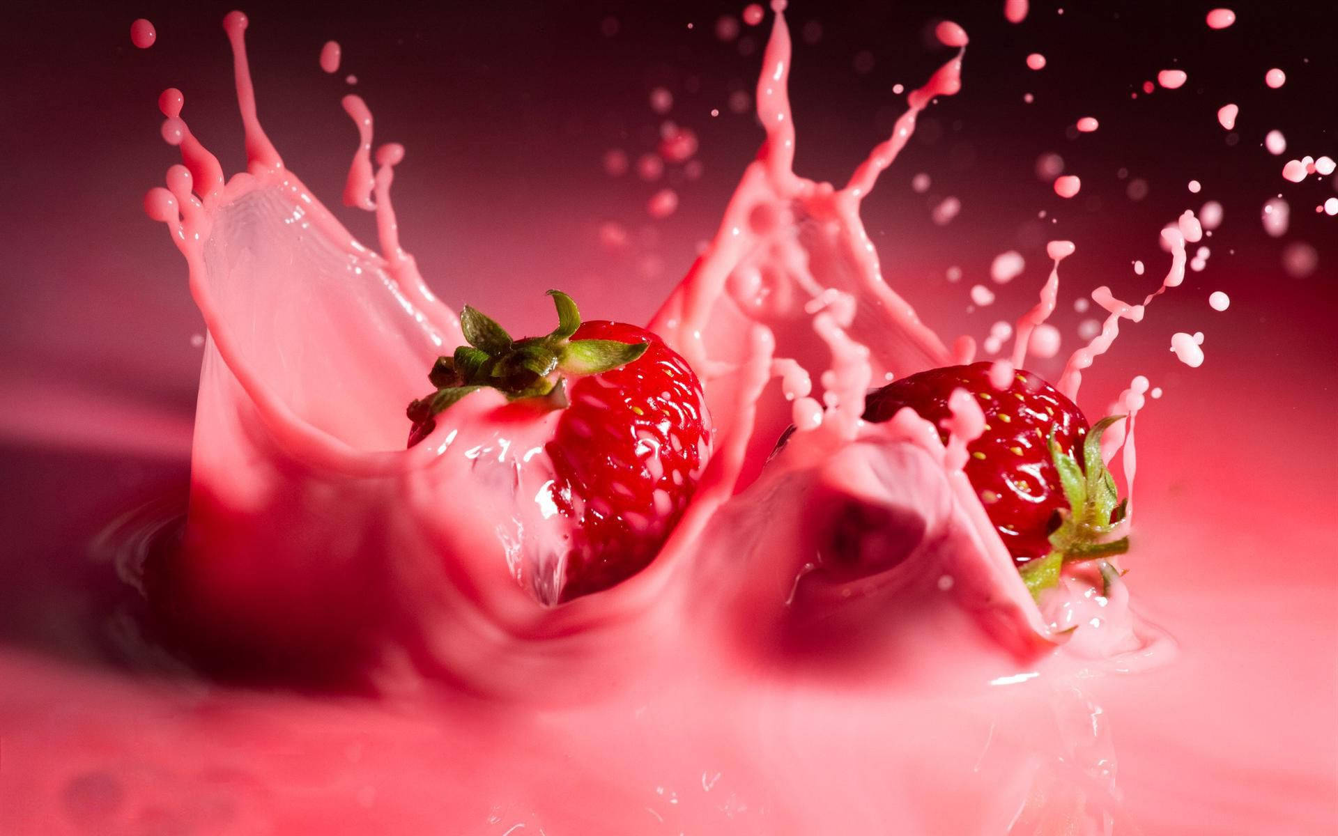 A Tall Glass Of Creamy And Delicious Strawberry Milk Background