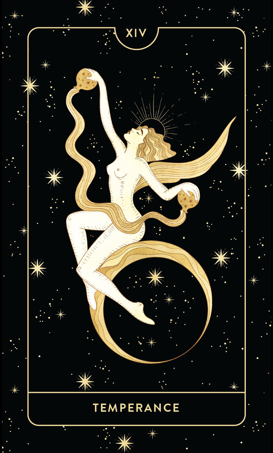 A Tarot Card With The Word Temperance Background