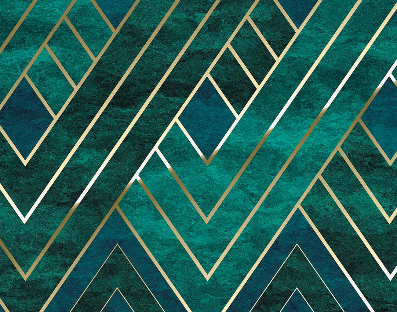 A Teal And Gold Geometric Pattern Background
