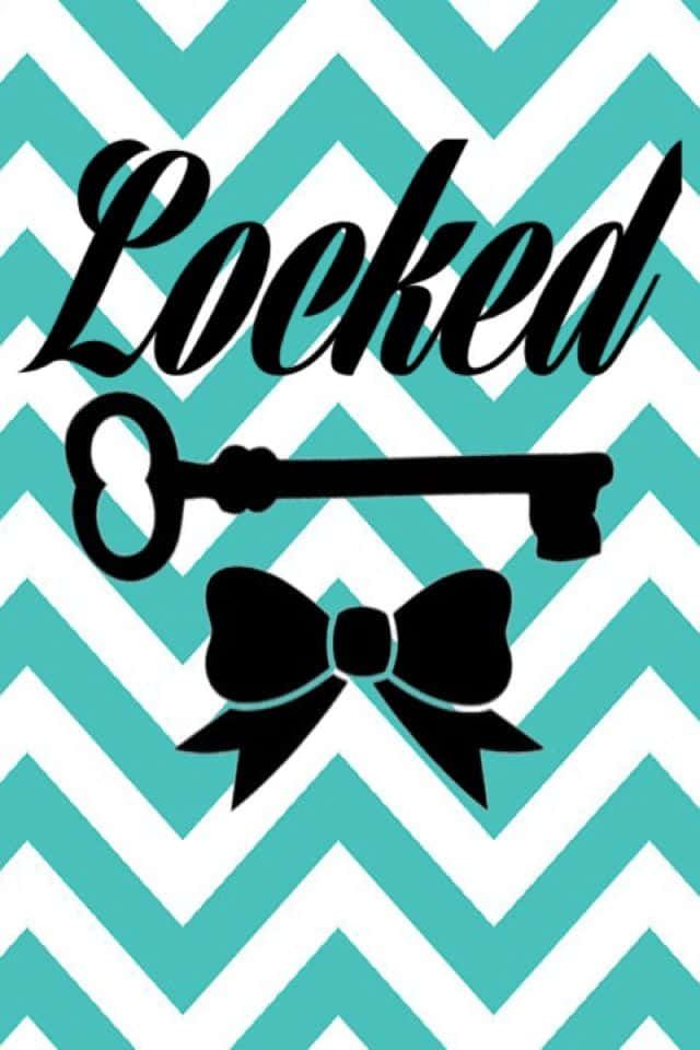 A Teal And White Chevron Pattern With The Words Locked Background