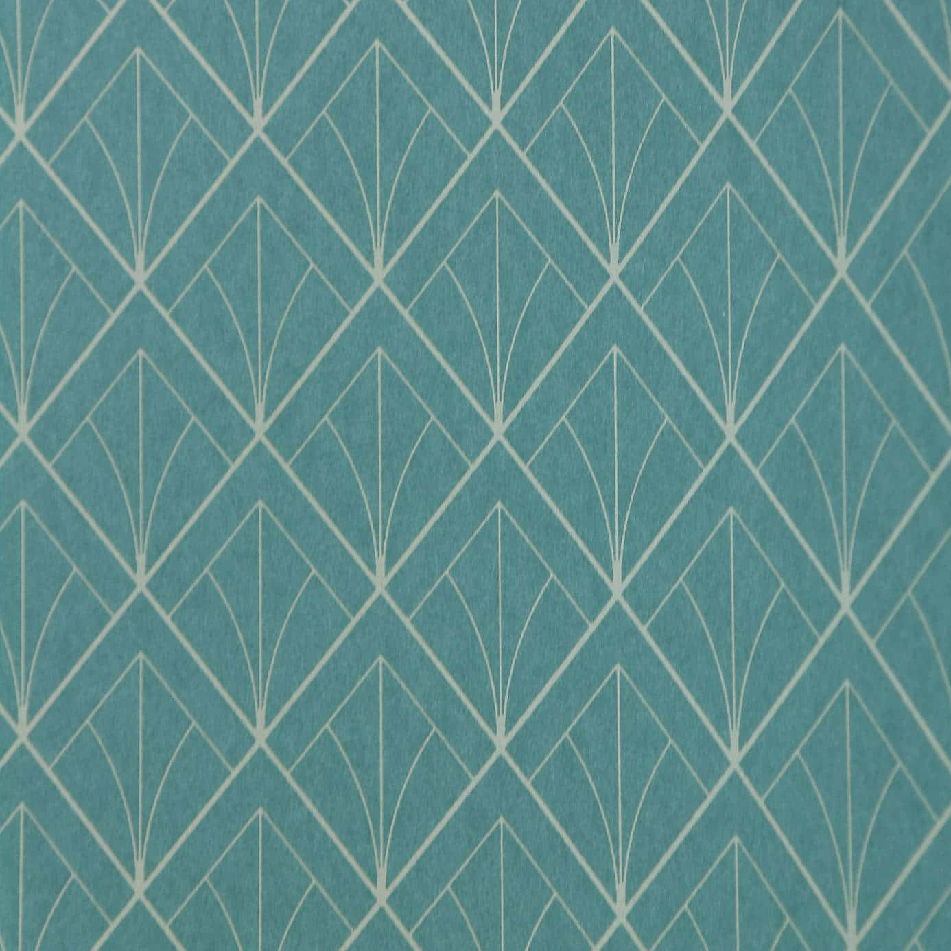 A Teal And White Wallpaper With Geometric Designs Background