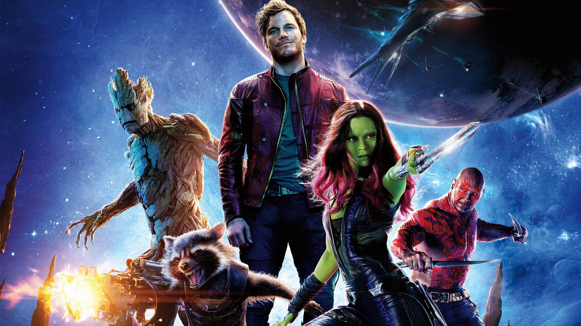 A Team Of Guardians Protecting The Galaxy. Background