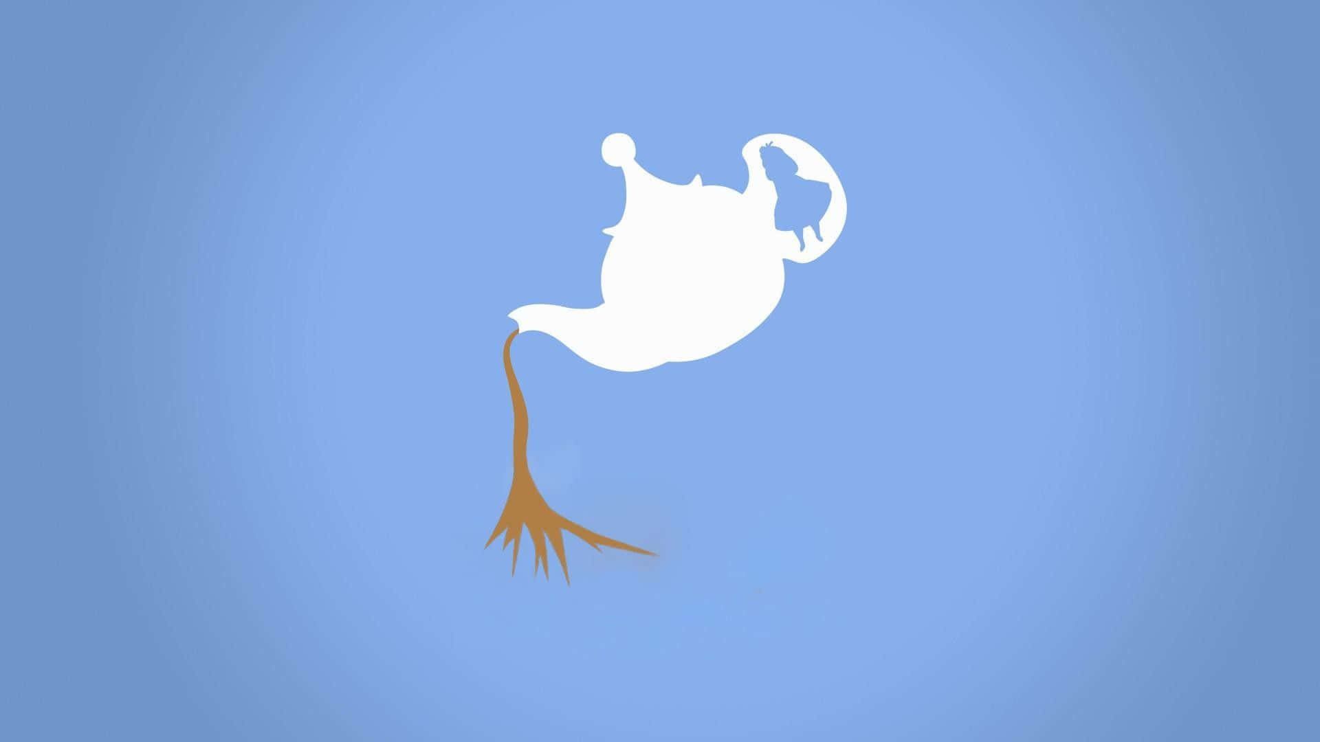 A Teapot With A Root Sticking Out Of It Background