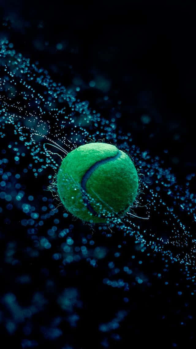 A Tennis Ball Floating In A Dark Background