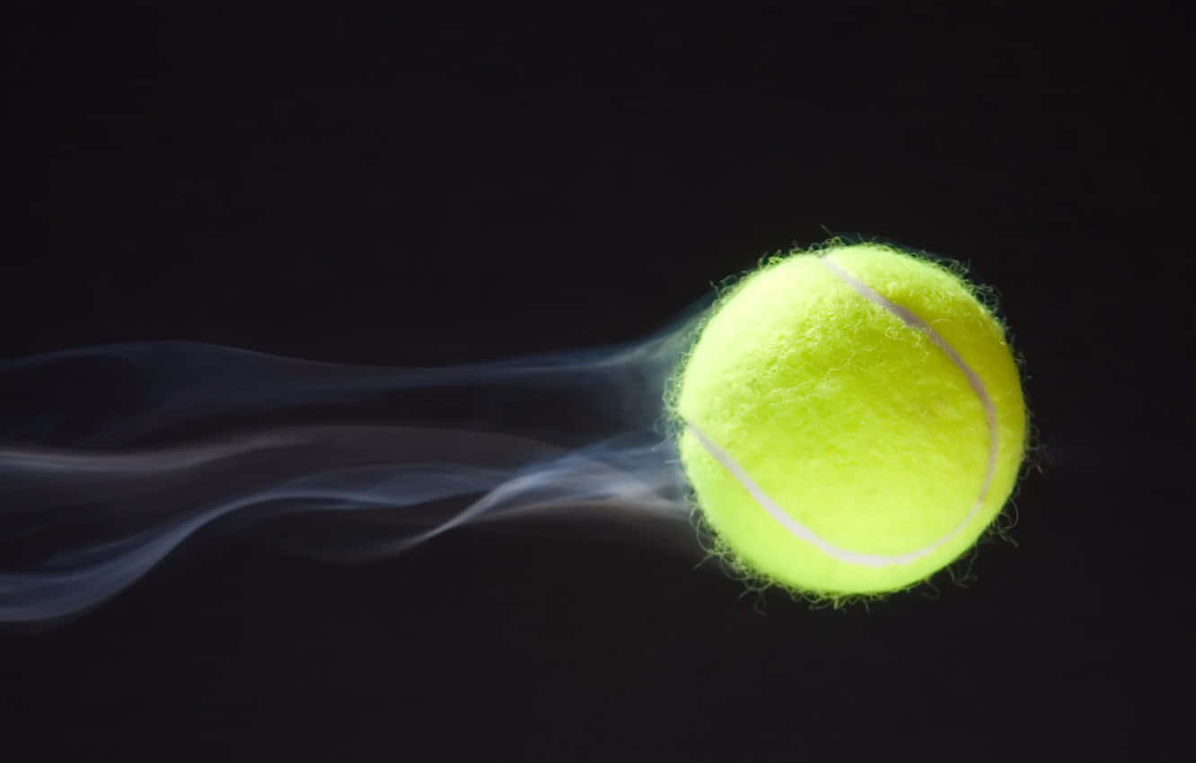 A Tennis Ball Is Flying Out Of The Air Background