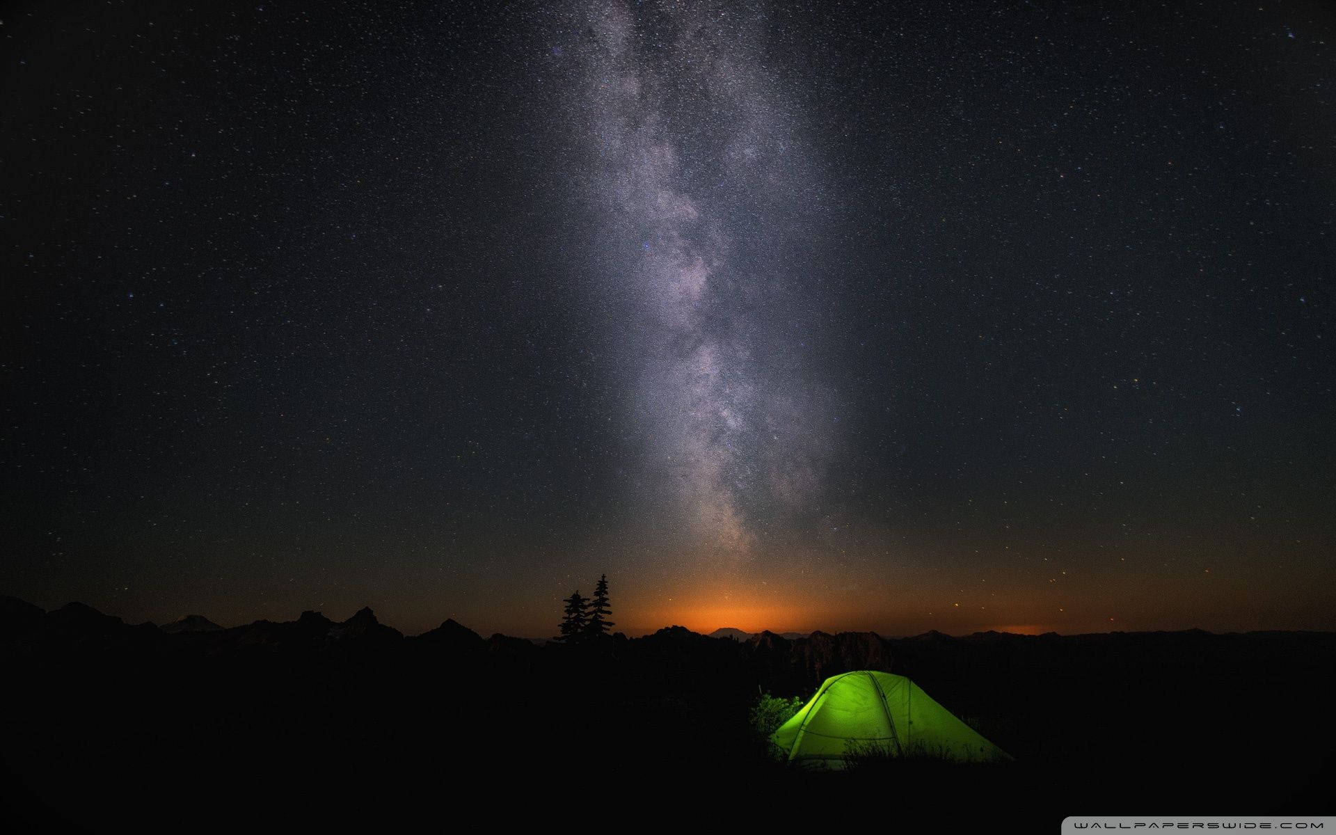 A Tent Under The Milky Background