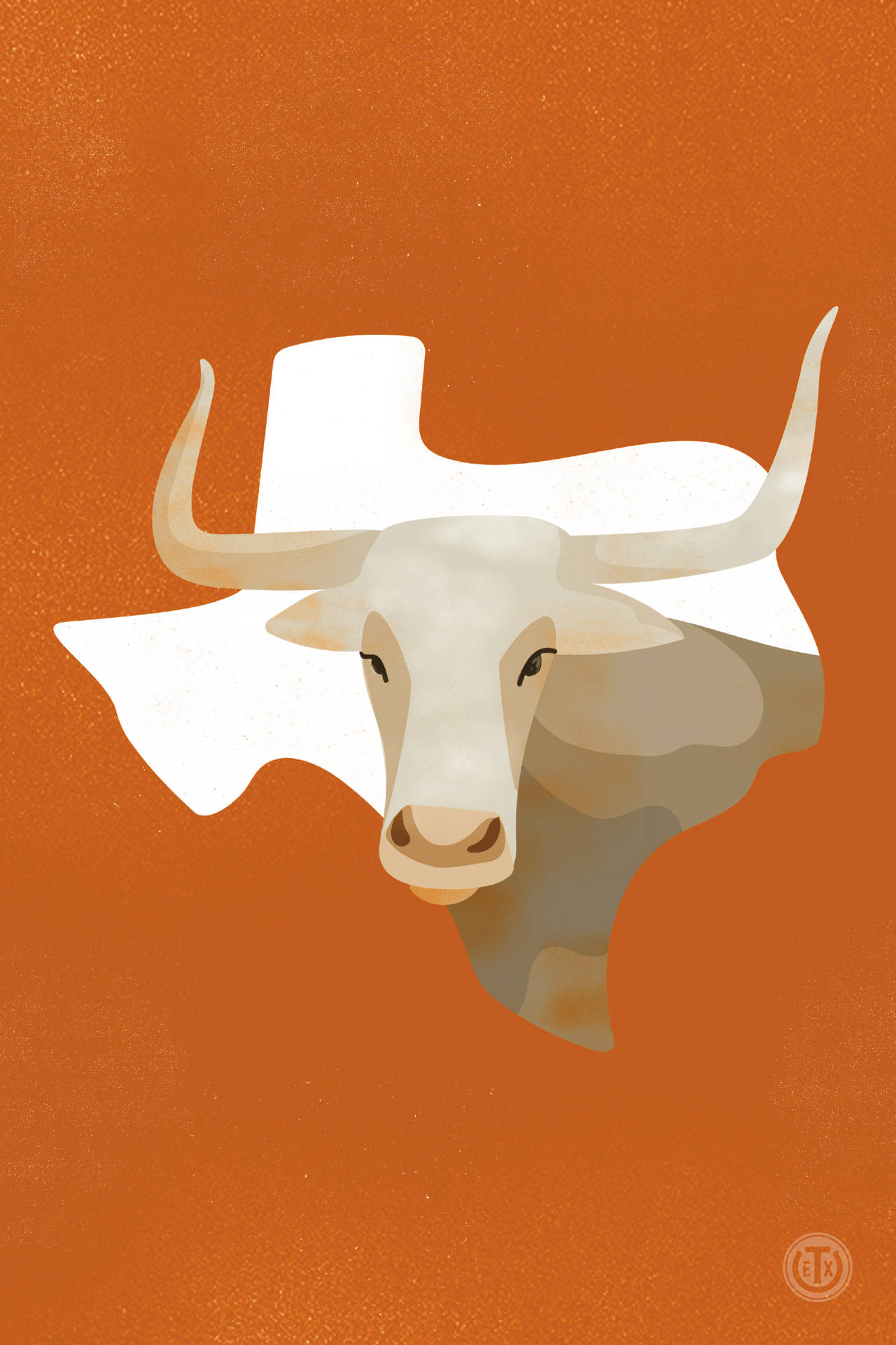 A Texas Longhorn On An Orange Background Background