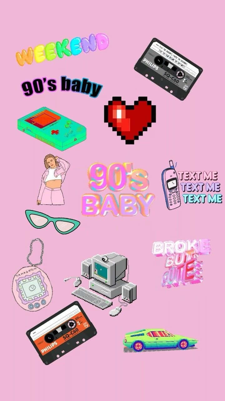 A Throwback To The 90s With A Trendy Pink Aesthetic Background