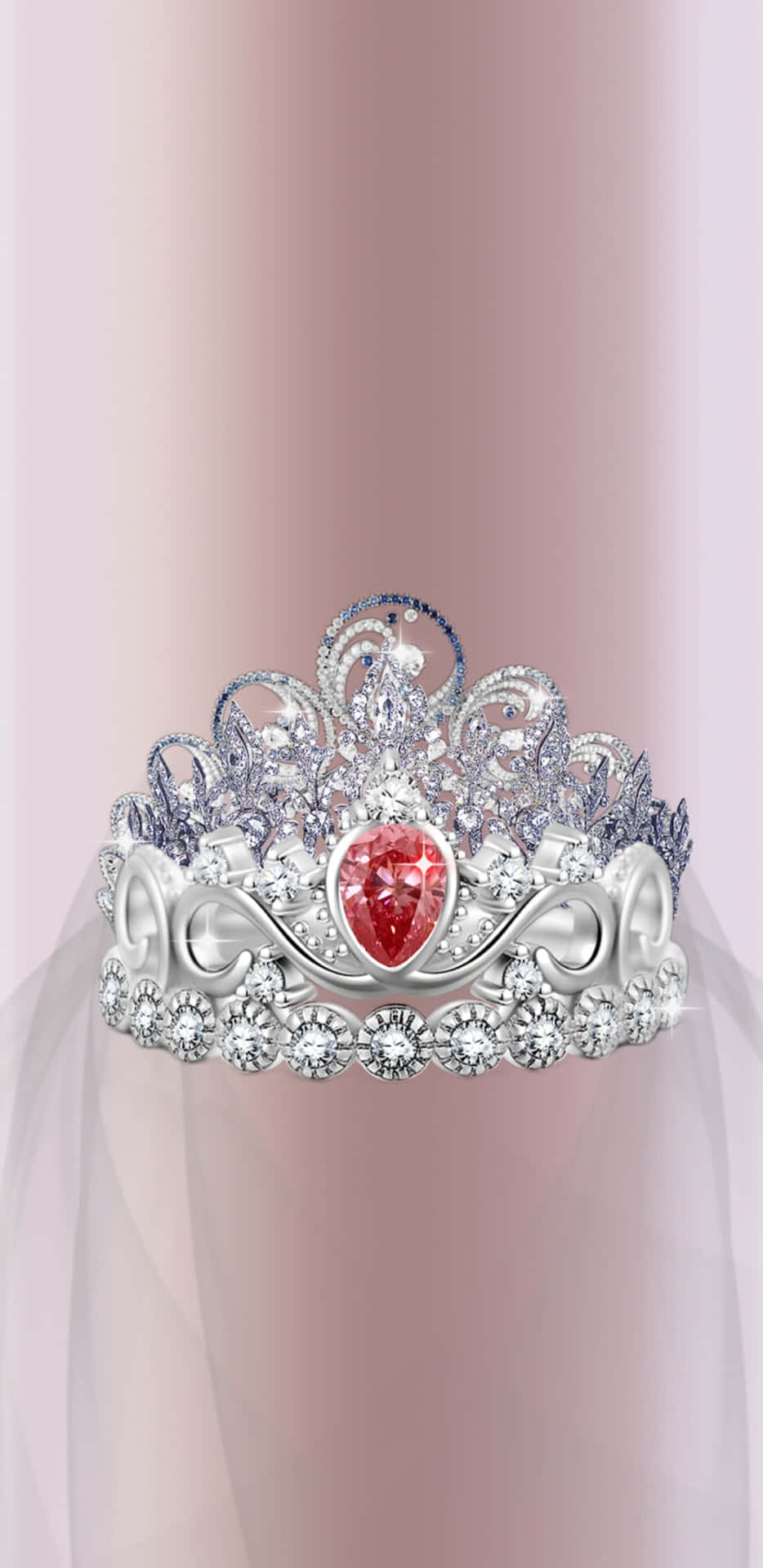 A Tiara With A Red Heart And Diamonds Background