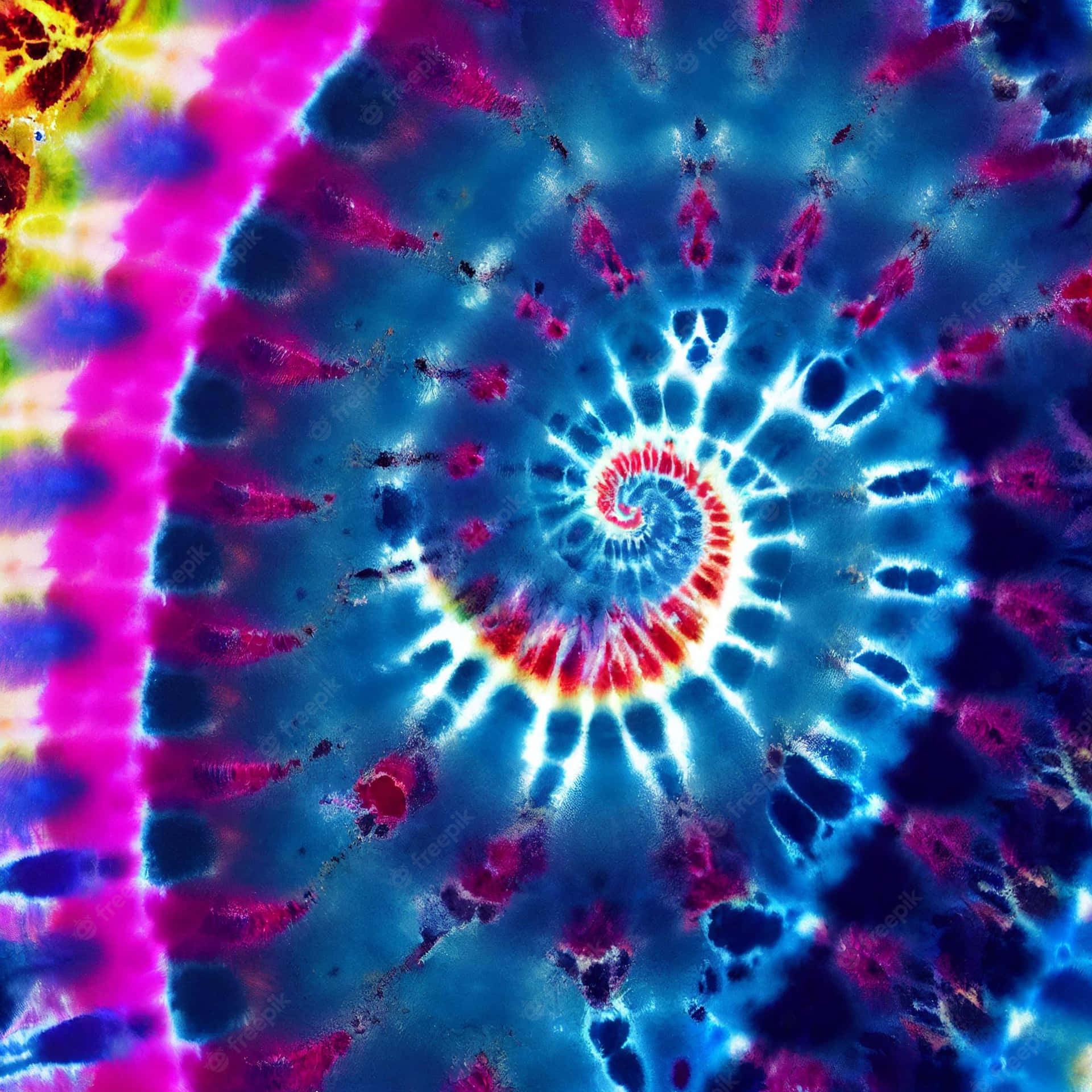 A Tie Dyed Spiral Pattern With A Rainbow Colored Background Background