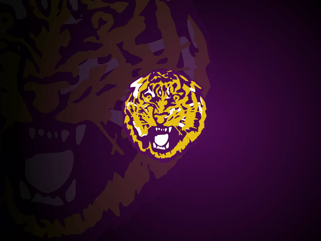 A Tiger Logo On A Purple Background Background