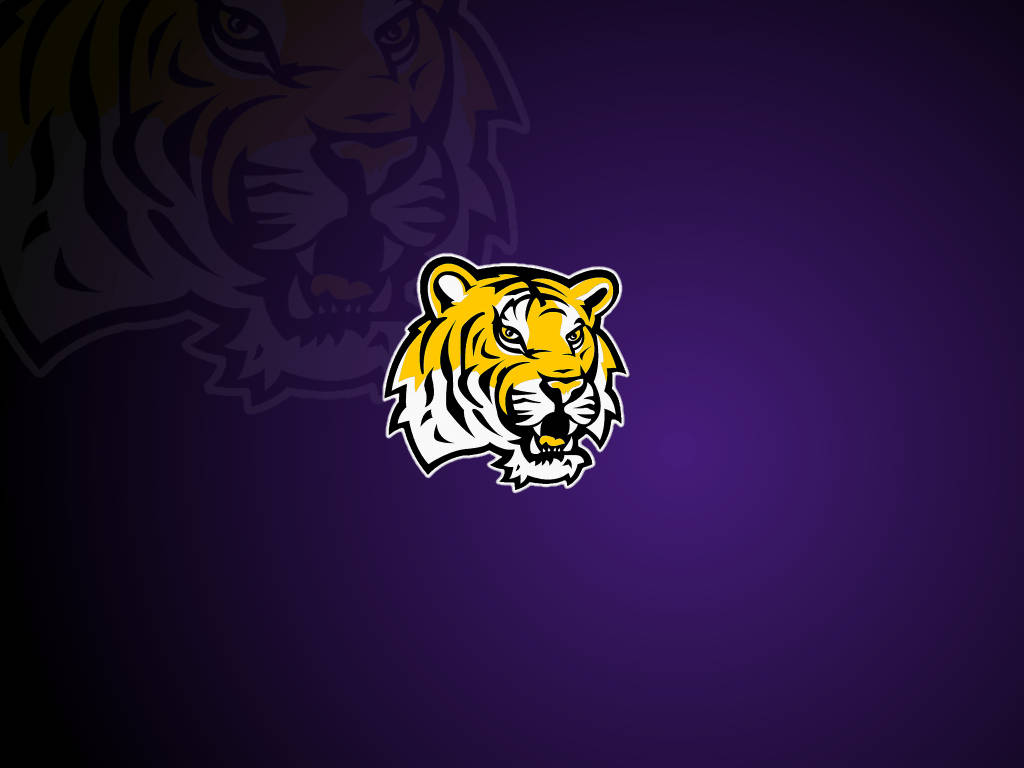A Tiger Logo On A Purple Background Background
