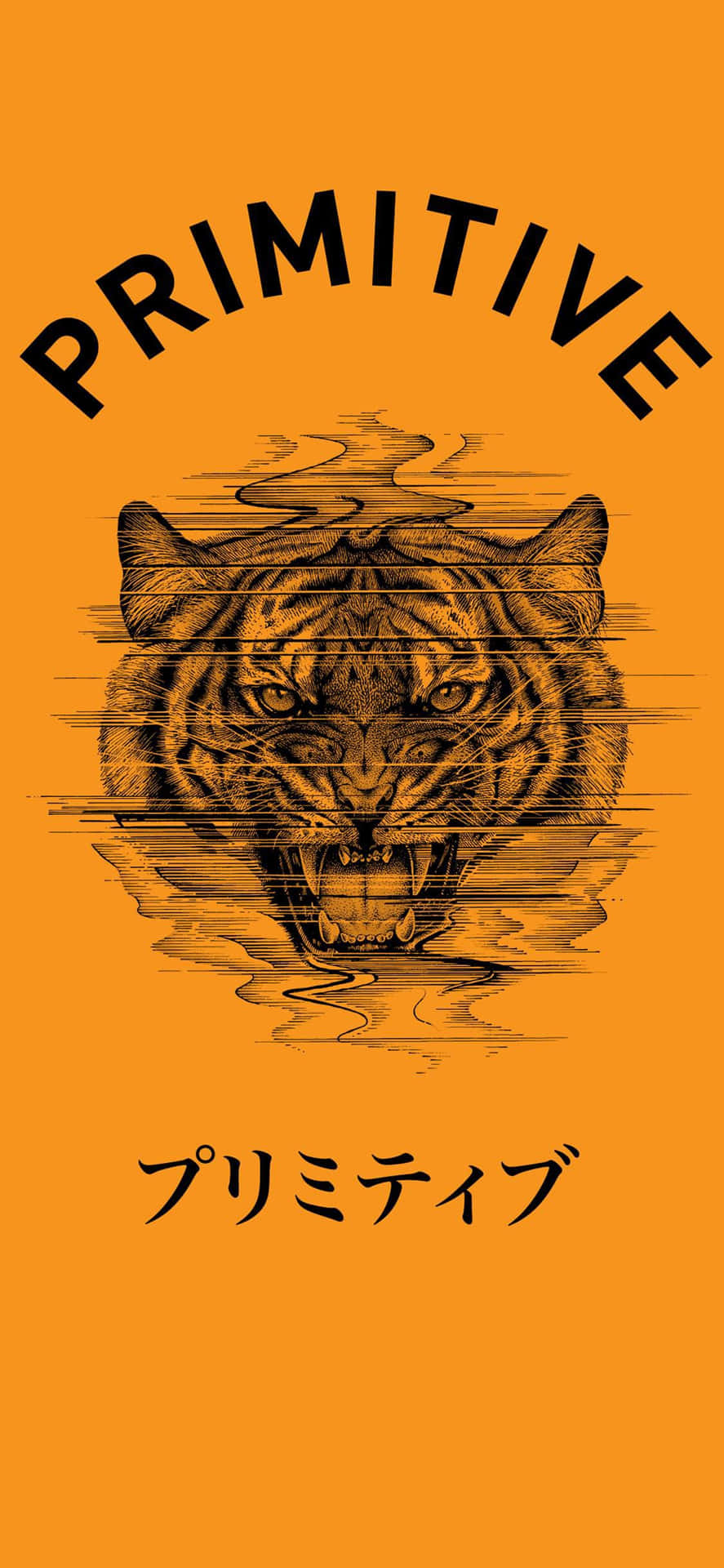 A Tiger With The Words Primitive On It Background