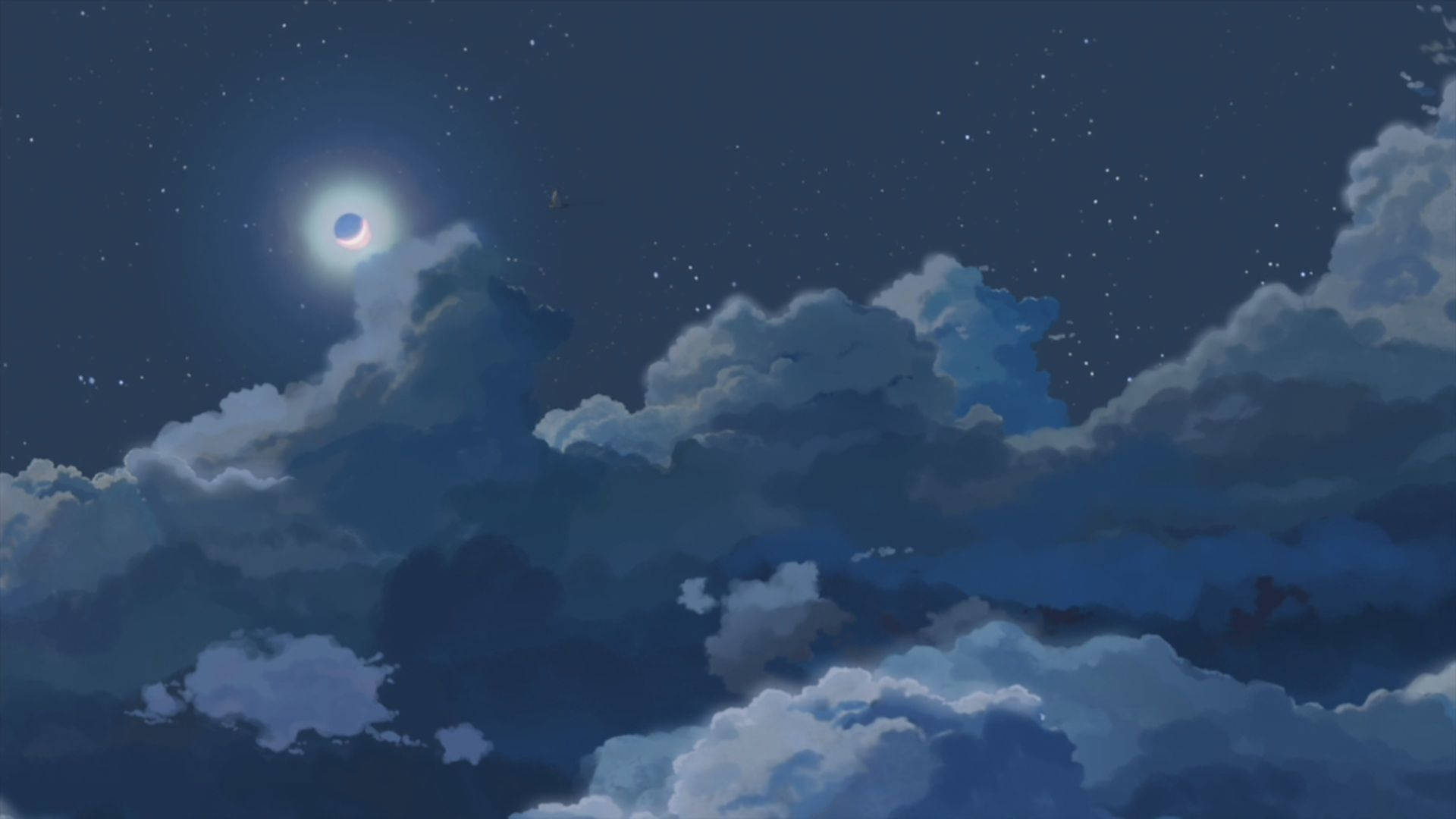 A Tranquil And Calming Blue Anime Landscape Background