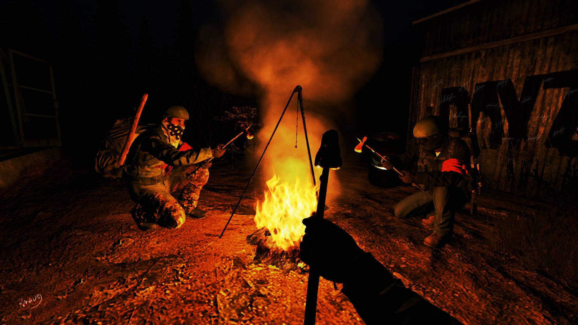 A Tranquil Campfire Scene From The Dayz Game