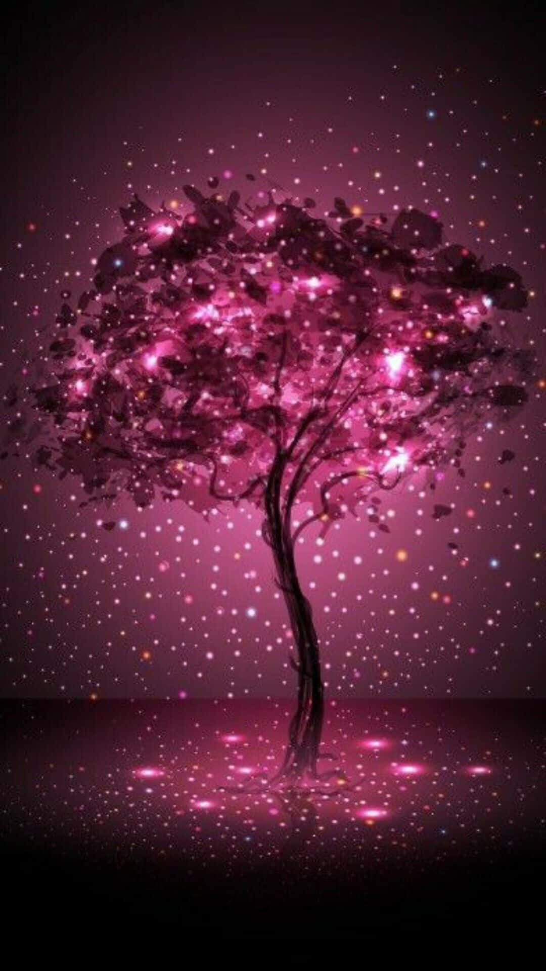 A Tree With Stars On It In The Dark Background