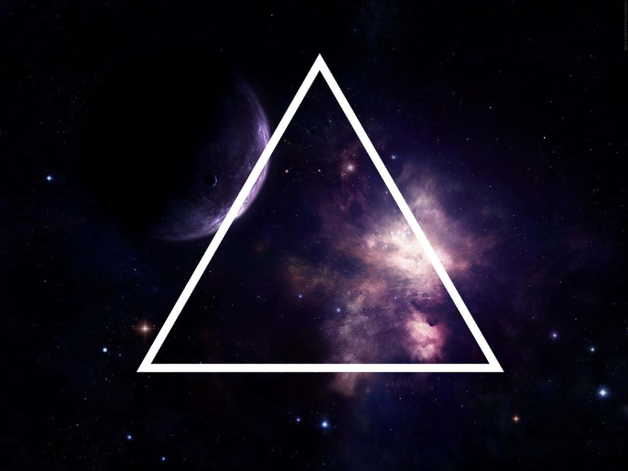 A Triangle With A Galaxy In The Background Background