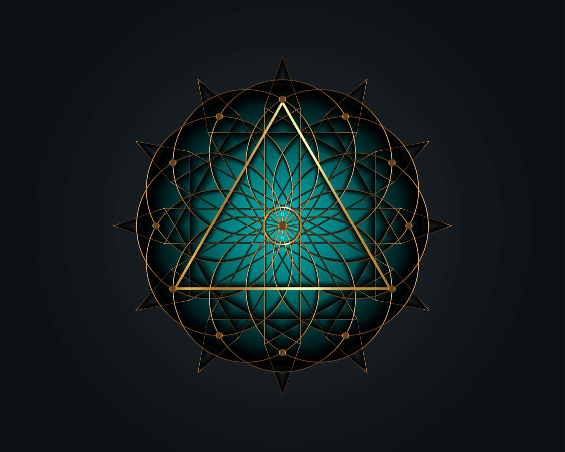 A Triangle With A Golden Design On A Black Background Background