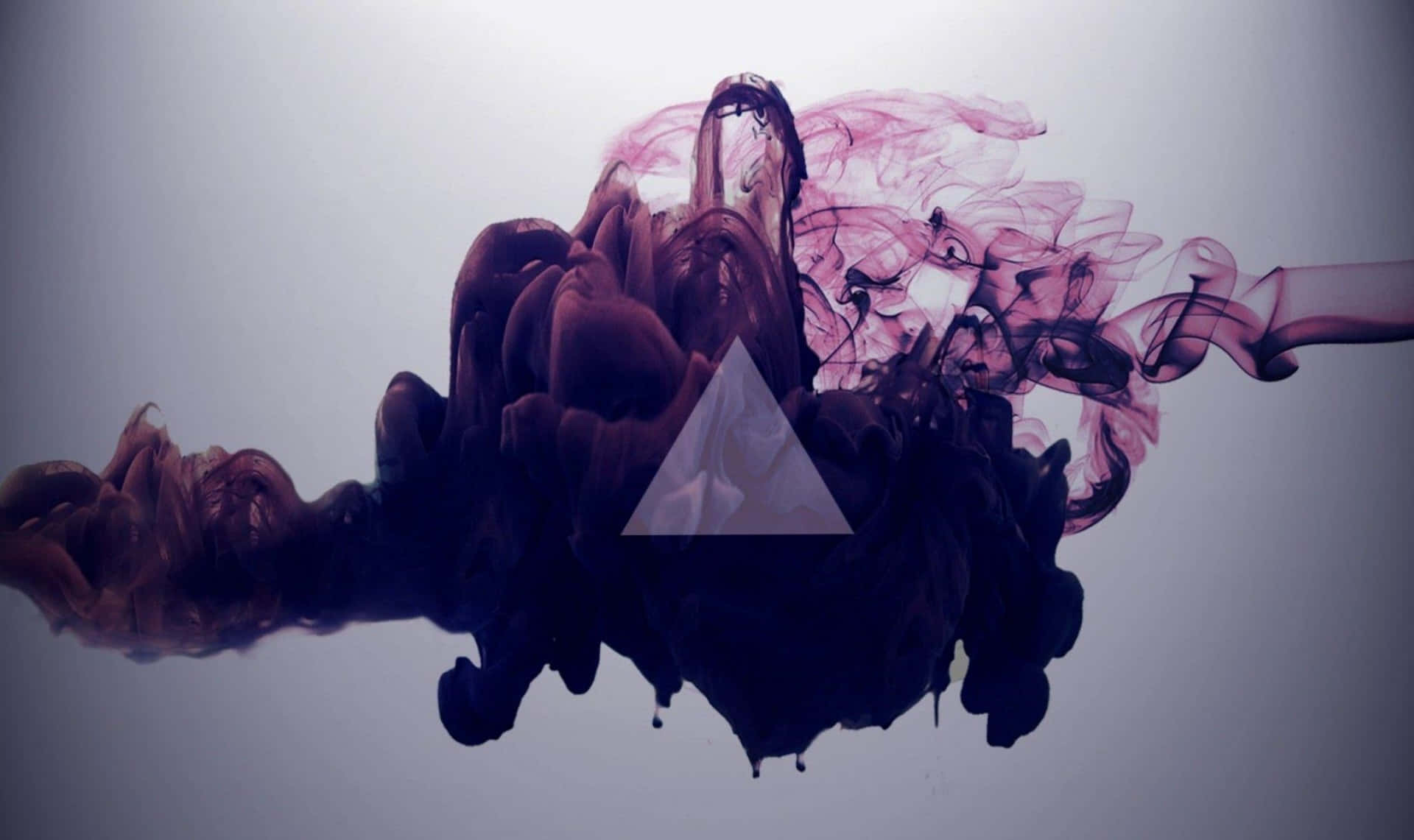 A Triangle With Purple Smoke Coming Out Of It